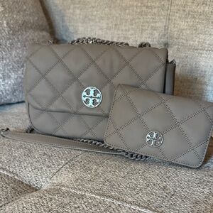 Tory Burch Gray Quilted Crossbody Bag Set